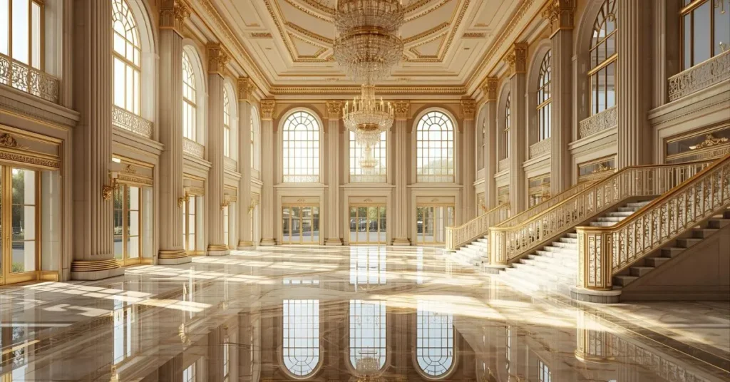 Modern-day royal palace captions